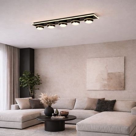 9047-605 Lampa sufitowa - plafon piątka prosty Biarritz czarny chrom